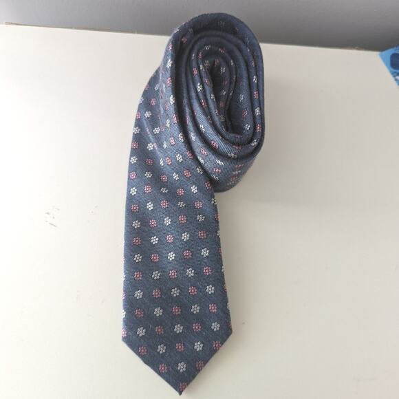 Men's Tommy Hilfiger Skinny Tie White and Pink Daisy Flowers - Picture 1 of 6